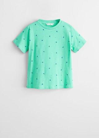 Printed cotton-blend t-shirt