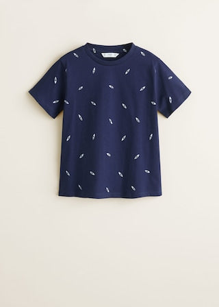 Printed cotton-blend t-shirt