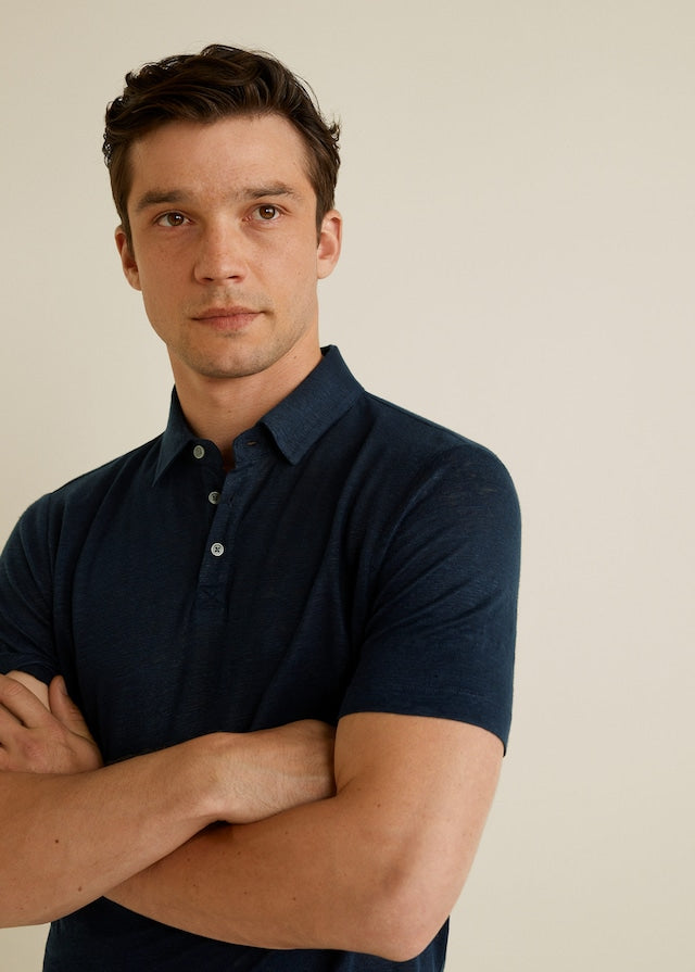 100% linen polo shirt