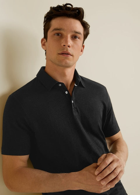 100% linen polo shirt