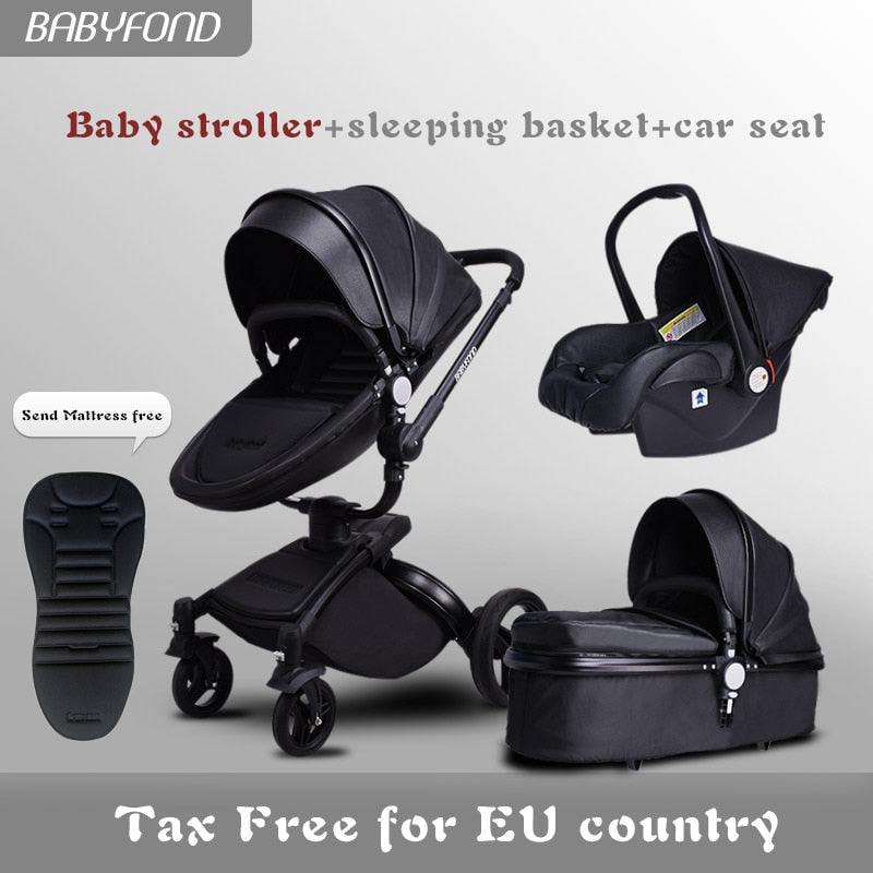 Fast shipping ! luxurious 3 in 1 baby stroller aluminium alloy baby