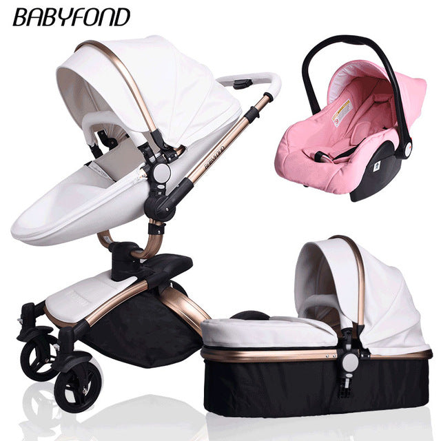 Fast shipping ! luxurious 3 in 1 baby stroller aluminium alloy baby