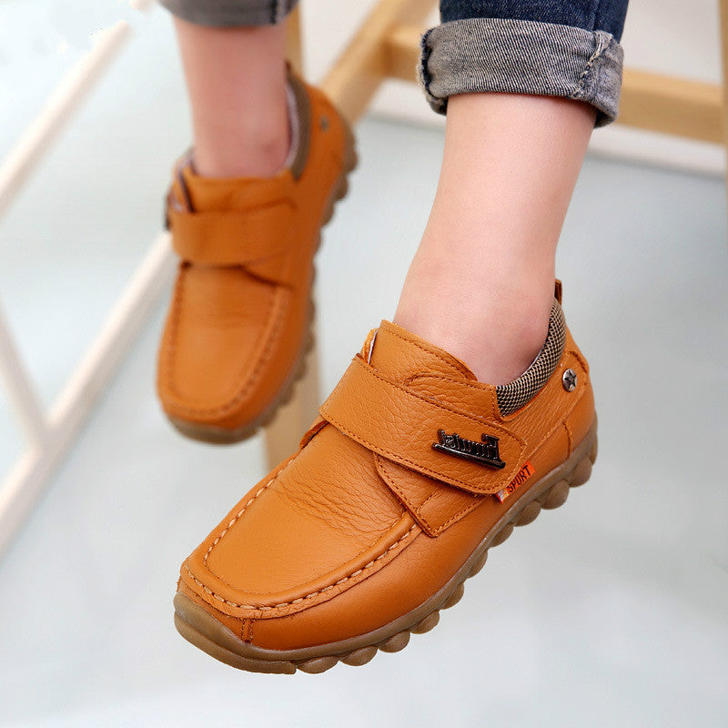 2019 Spring Kids Genuine Leather Shoes For Boys Black School