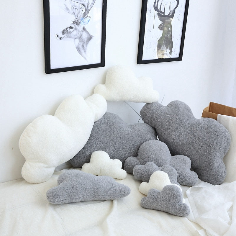 Lovely Gray White Cloud Shaped Pillow Cushion Stuffed