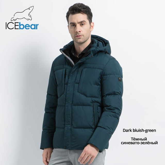 ICEbear 2019 Mens Winter Jackets Chest Exquisite Pocket Simple Hem Practical Waterproof Zipper High Quality Parka