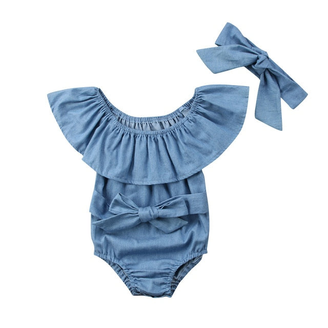 Cute Newborn Toddle Infant Baby Girls Front Bowknot Bodysuit