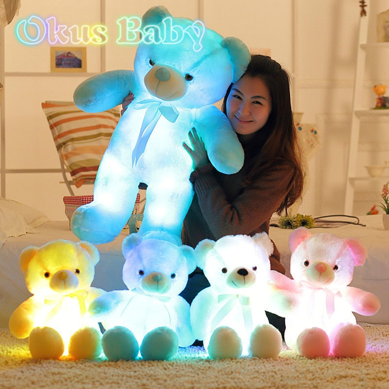 LED Teddy Bear Stuffed Animal Plush Toy Colorful Glowing Teddy Bear Christmas Gift for Kid
