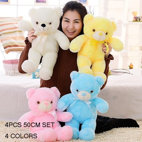 LED Teddy Bear Stuffed Animal Plush Toy Colorful Glowing Teddy Bear Christmas Gift for Kid