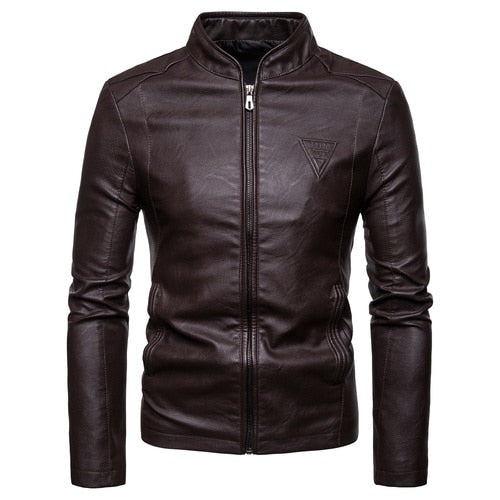 Men Leather Jackets Autumn New Men's Korean Style Slim Collar PU Leather Jacket