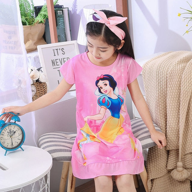 Summer 2019 Kids Dresses for Girls Cute Print Sleeping Wear Pajama for Kids Polyester Little Girls