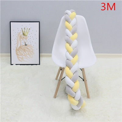 1M/2M/3M Baby Bumper Bed Braid Knot Pillow Cushion Bumper