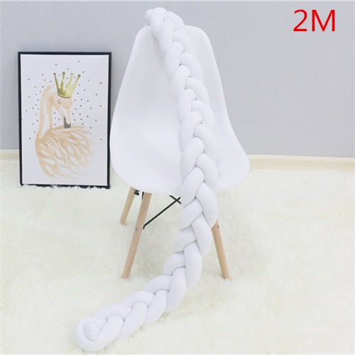 1M/2M/3M Baby Bumper Bed Braid Knot Pillow Cushion Bumper