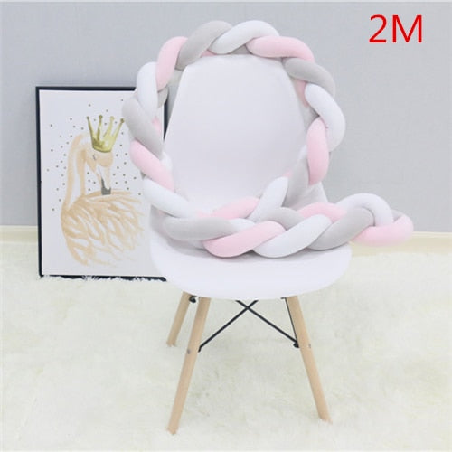 1M/2M/3M Baby Bumper Bed Braid Knot Pillow Cushion Bumper