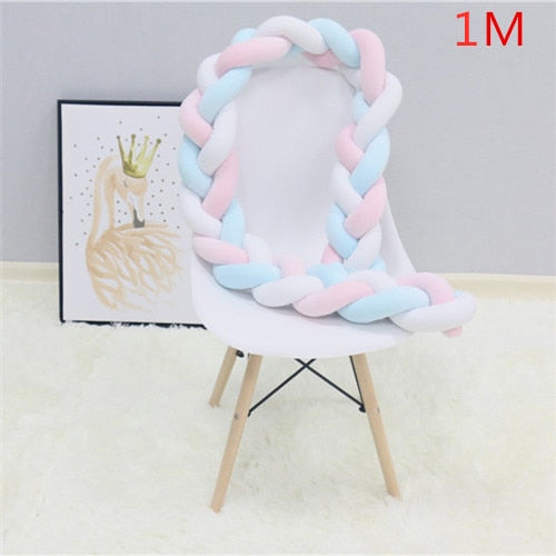 1M/2M/3M Baby Bumper Bed Braid Knot Pillow Cushion Bumper