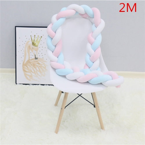 1M/2M/3M Baby Bumper Bed Braid Knot Pillow Cushion Bumper