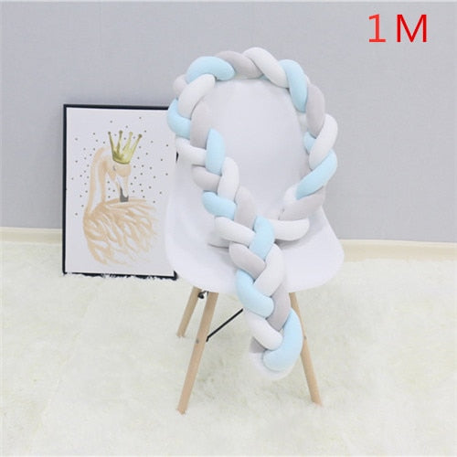 1M/2M/3M Baby Bumper Bed Braid Knot Pillow Cushion Bumper