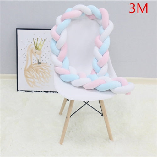 1M/2M/3M Baby Bumper Bed Braid Knot Pillow Cushion Bumper