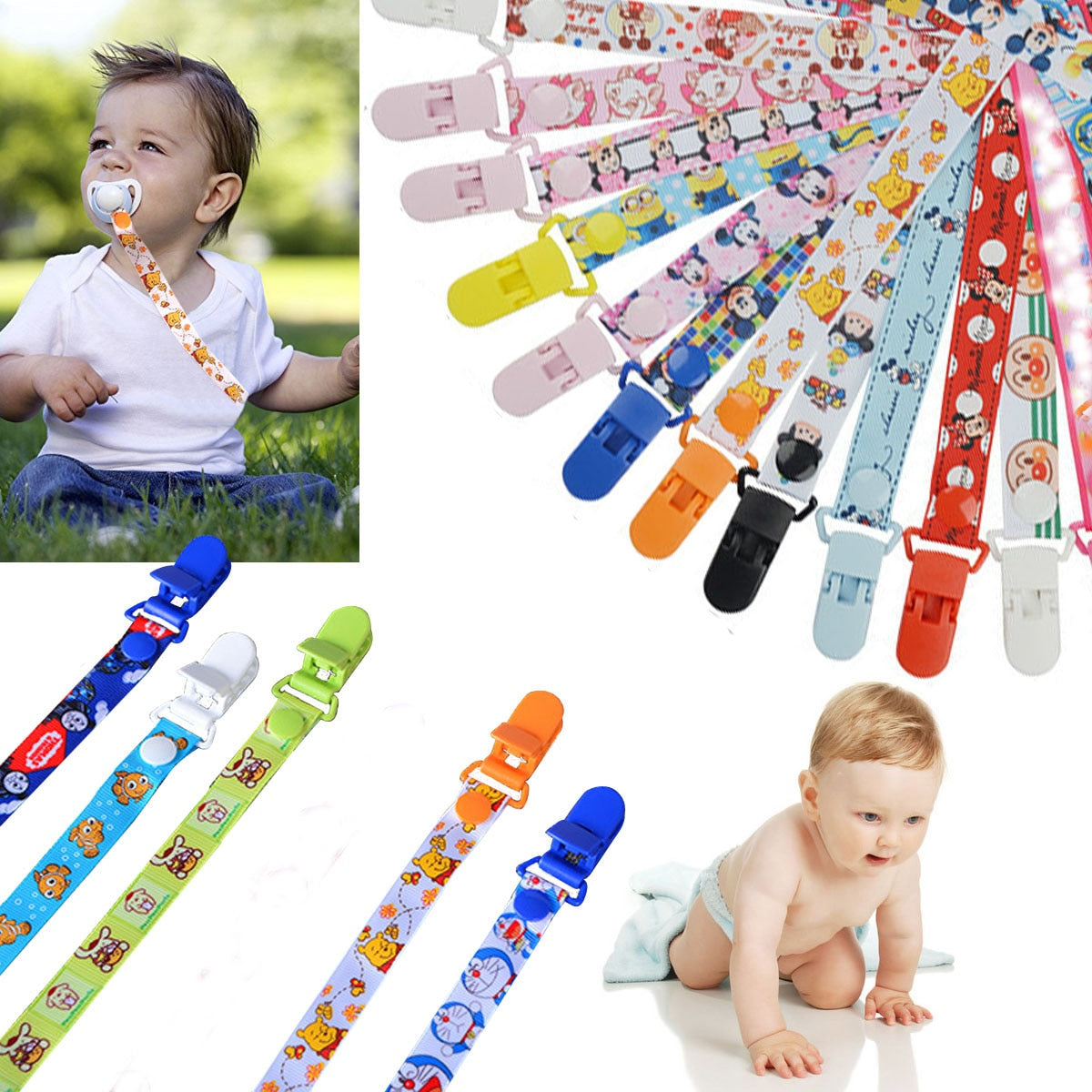 Cartoon Baby Pacifier Clips Pacifier Chain Ribbon